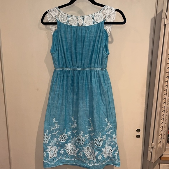 Max Edition summery dress teal color size medium 100% cotton outer, lined - Picture 6 of 6